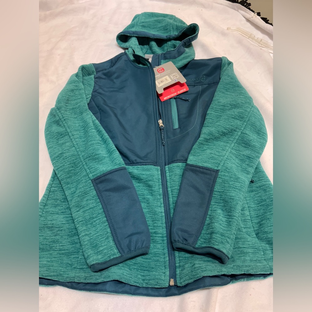 NWT Free Country Women’s Fleece Hoodie Jacket Green-Teal Size Medium - Picture 8 of 9